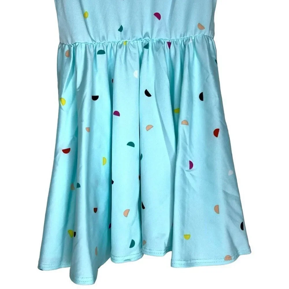 NEW Dot Dot Smile Blue Multicolor Half Moons Cap Sleeve Dress 2T